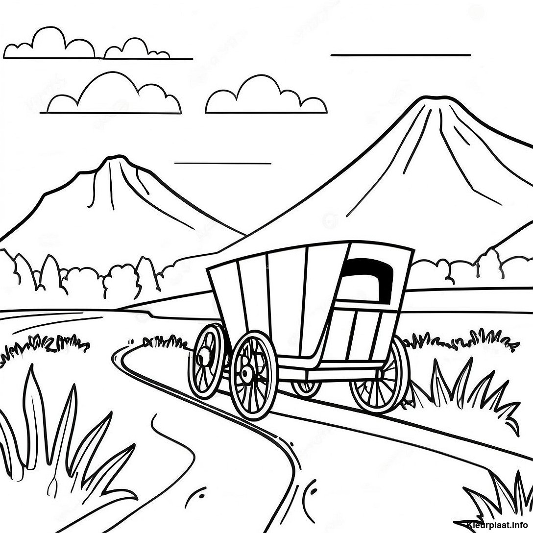 Kleurplaat Van Een Schilderachtig Landschap Van Het Oregon Trail 135880 67635