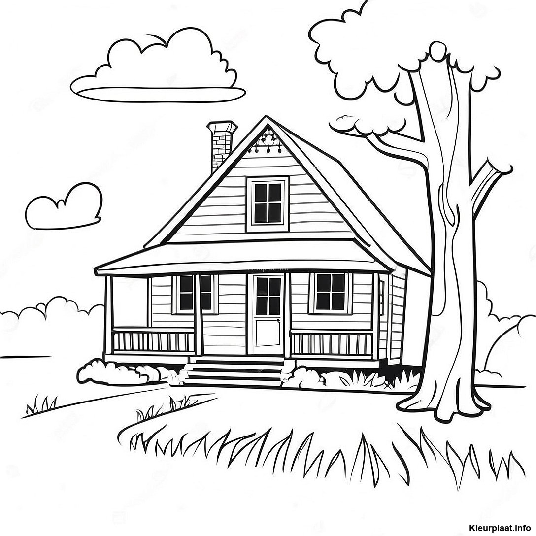 Gratis te printen Rustieke Cottagecore Boerderij Kleurplaat kleurplaat uit de Diversen collectie — zwart-wit omlijnd tekening voor kinderen en volwassenen.