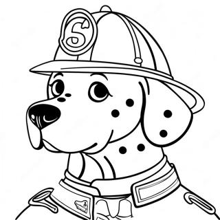 Dalmatier In Een Brandweerman Hoed Kleurplaat 100038-38716