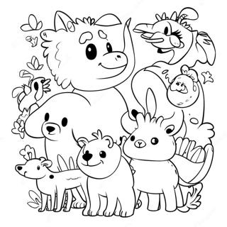 Kleurrijke Collage Van Dieren Kleurplaat 100192-38832