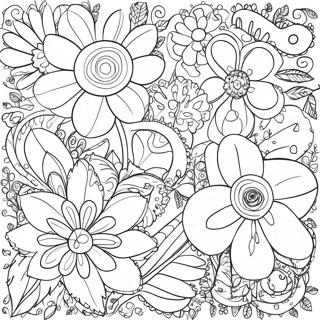 Grappige Collage Van Bloemen Kleurplaat 100194-38837