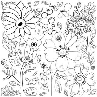 Grappige Collage Van Bloemen Kleurplaat 100194-38838