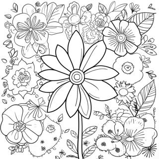 Grappige Collage Van Bloemen Kleurplaat 100194-38839