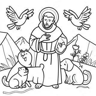 Heilige Franciscus Met Dieren Kleurplaat 101115-39562