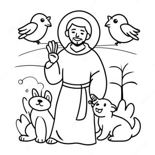 Heilige Franciscus Met Dieren Kleurplaat 101115-39563