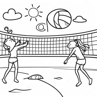 Kleurplaat Van Een Strandvolleybalwedstrijd 101192 39622