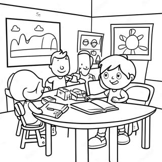 Kleurplaat Van Een Leuke K 12 Klaslokaalscene 101523-39981