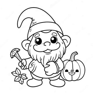 Schattige Halloween Kabouter Met Pompoen Kleurplaat 101756-40162