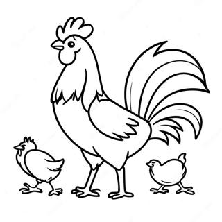 Kleurplaat Van Een Speelse Haan Met Kuikens 101859-40246