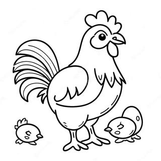 Kleurplaat Van Een Speelse Haan Met Kuikens 101859-40248