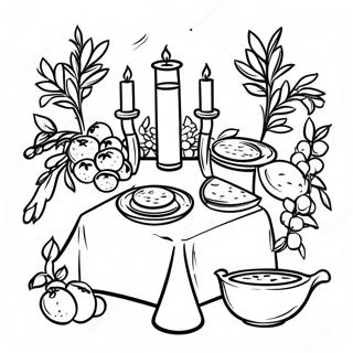 Kleurplaat Van Een Tu Bishvat Seder Tafel 101910-40287