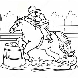 Kleurplaat Van Kleurrijke Barrel Racing Scene Kleurplaten