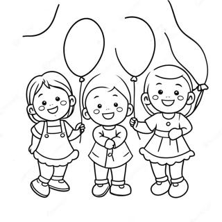 Blije Peuters Met Ballonnen Kleurplaat 102296-40582