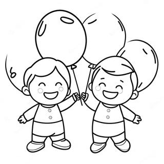 Blije Peuters Met Ballonnen Kleurplaat 102296-40584