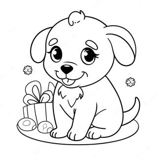 Schattige Kerst Puppy Kleurplaat 102372-40638