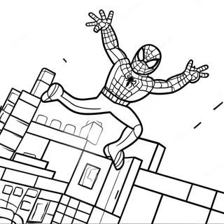 Dynamische Spiderman Lego Actiescene Kleurplaat 102837-41004