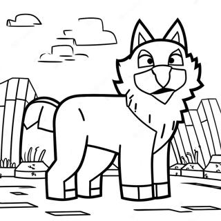 Avontuurlijke Minecraft Wolf Kleurplaat 103071-41183