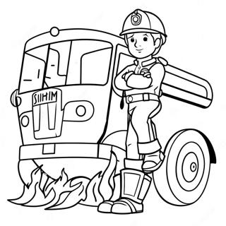 Brandweerman Sam Met Brandweerwagen Kleurplaat 103301 41364