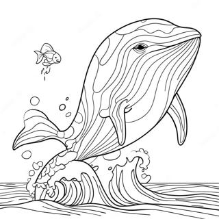 Speelse Kleurplaat Van Een Blauwe Walvis Die Spettert 103971-41881