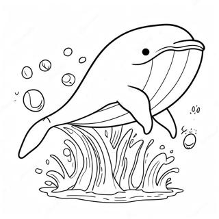 Speelse Kleurplaat Van Een Blauwe Walvis Die Spettert 103971-41882