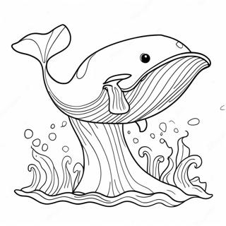 Speelse Kleurplaat Van Een Blauwe Walvis Die Spettert 103971-41884