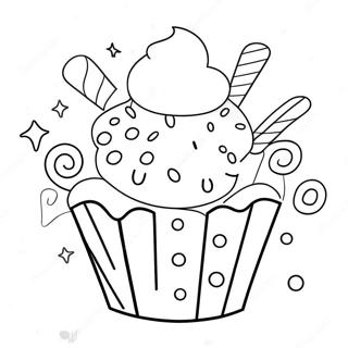 Vrolijke Cupcake Met Sprinkles Kleurplaat 10412-2629