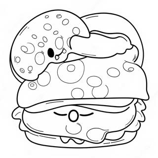 Leuke Sandwich Met Blije Gezichten Kleurplaat 10413-2761