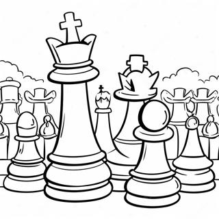 Reusachtige Schaakstukken In Het Park Kleurplaat 104332 42169