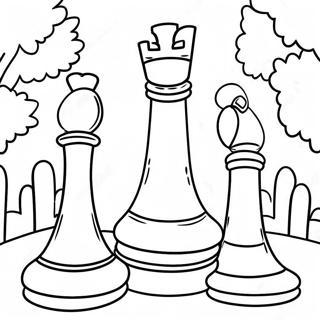 Reusachtige Schaakstukken In Het Park Kleurplaat 104332 42170