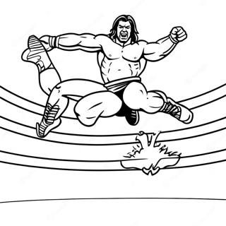 Spannende Wwe Worstelaar Die Op Tegenstander Springt Kleurplaat 104354-42180