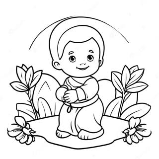 Baby Mozes Omringd Door Bloemen Kleurplaat 104561-42348