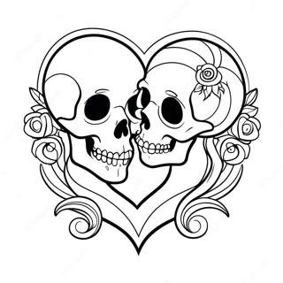 Gothic Liefde Skulls Kleurplaat 104790-42518