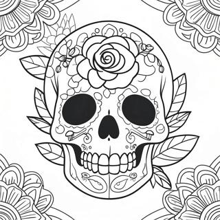 Romantisch Skull En Roos Ontwerp Kleurplaat 104792 42525