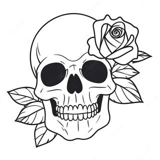 Romantisch Skull En Roos Ontwerp Kleurplaat 104792 42526