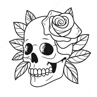 Romantisch Skull En Roos Ontwerp Kleurplaat 104792 42527