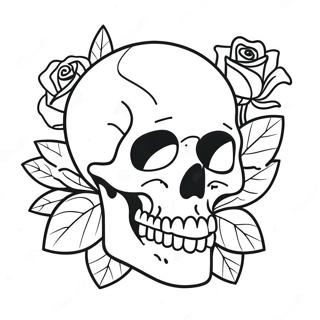 Romantisch Skull En Roos Ontwerp Kleurplaat 104792 42528