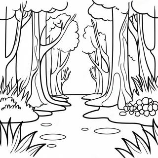 Kleurplaat Van Een Sereen Boslandschap 105074-42737