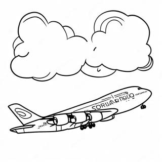 A380 Vliegtuig Met Wolken Kleurplaat 105565 43137