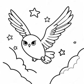 Hedwig Vliegend Door De Nachtelijke Lucht Kleurplaat 105872 43371