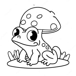 Speelse Kikker Met Reusachtige Paddenstoel Kleurplaat 106004-43484
