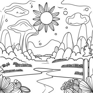 Kleurplaat Van Psychedelisch Esthetisch Trippy Landschap 106542-43893