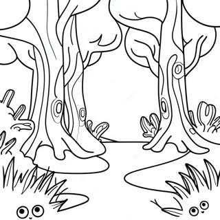 Kleurplaat Van Een Speelse Esthetische Trippy Bos Scene 106544-43901