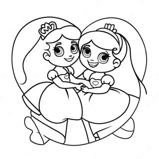 Schattige Disney Prinsessen In De Liefde Kleurplaat 107077-44311