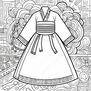 Traditionele Koreaanse Hanbok Kleurplaat 107973-45014