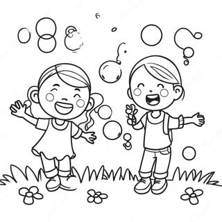 Blije Kinderen Die Bellen Blazen Kleurplaat 108180-45178