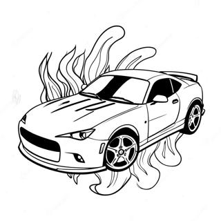 Kleurplaat Van Stijlvolle Driftauto Met Vlammen 108285-45262