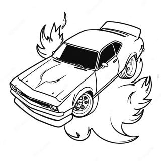 Kleurplaat Van Stijlvolle Driftauto Met Vlammen 108285-45263