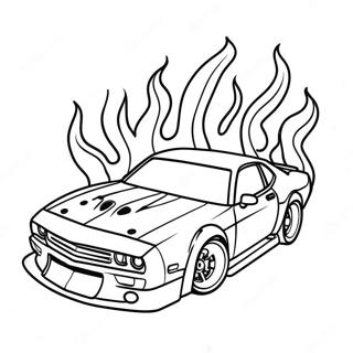 Kleurplaat Van Stijlvolle Driftauto Met Vlammen 108285-45264