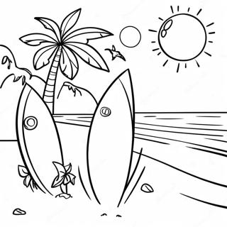 Zonnig Strand Met Surfers Kleurplaat 108826-45679