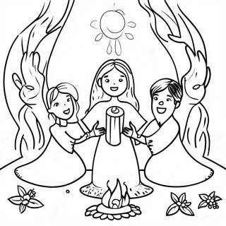 Grappige Pagan Ritueel Scene Kleurplaat 109752 46467